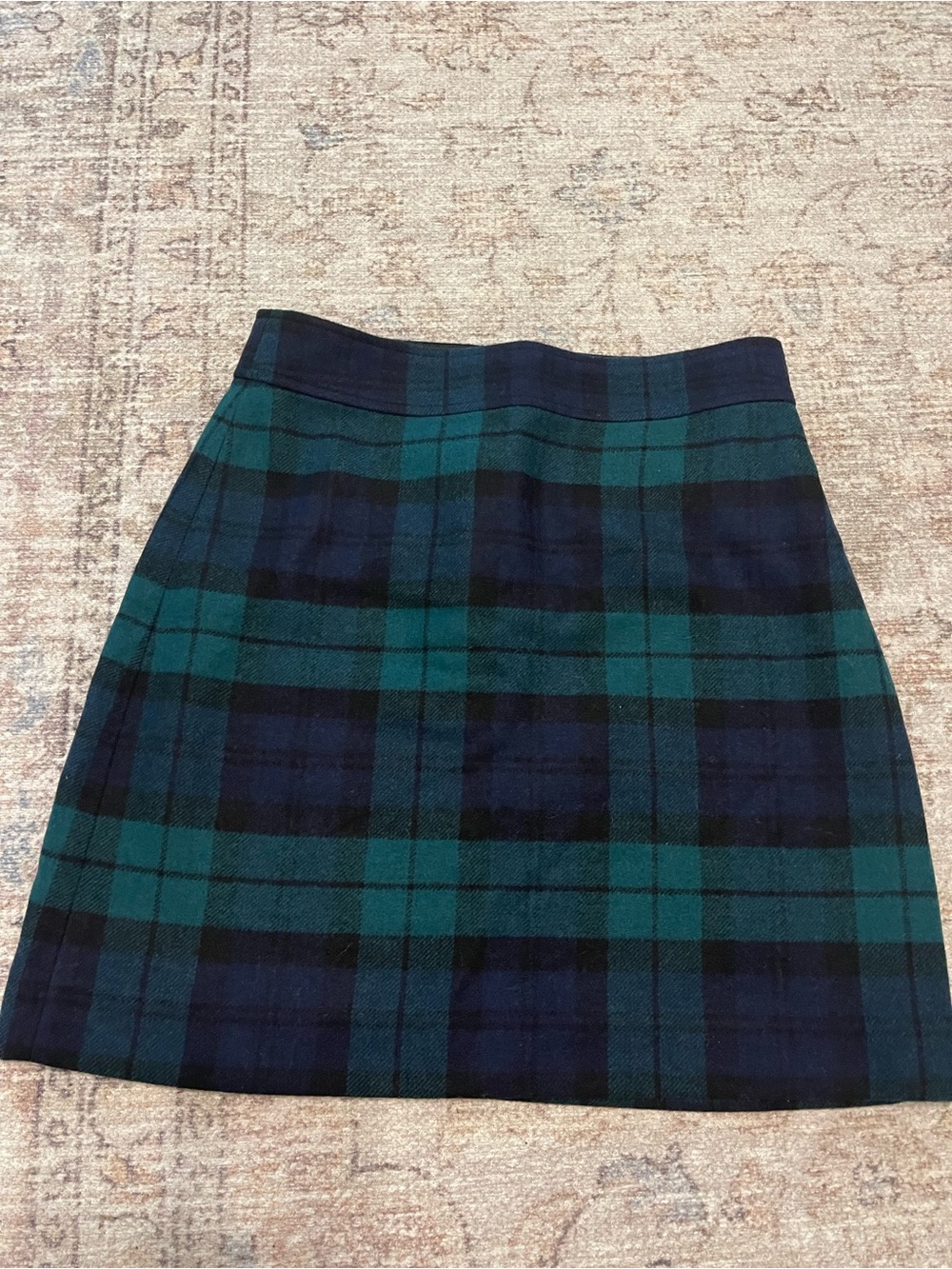 J. Crew Green and Navy Tartan A-Line Skirt